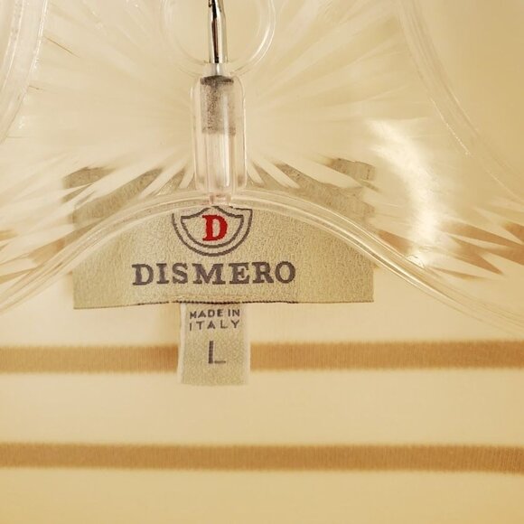 Dismero Luxury Striped 3/4 Zip Women's Henley Beige & White Designer Pullover L - Picture 4 of 6